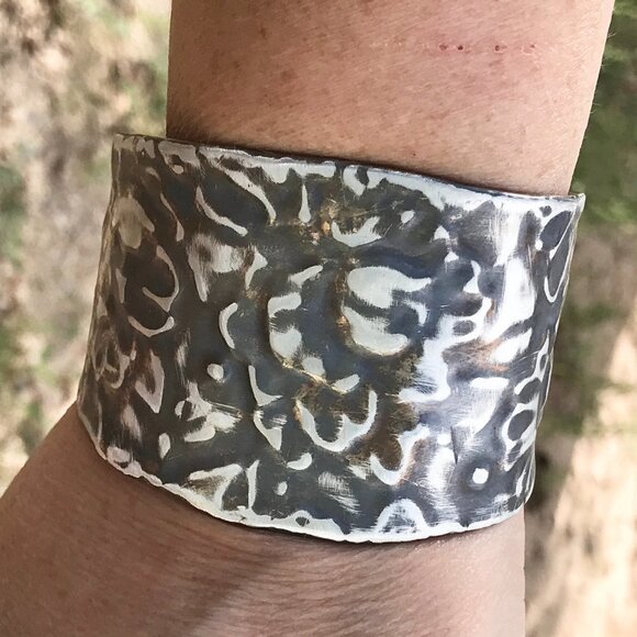 Roses Solid Sterling Silver 925 Cuff Bracelet Floral Handmade Bohemian Gift Rose - Picture 1 of 12